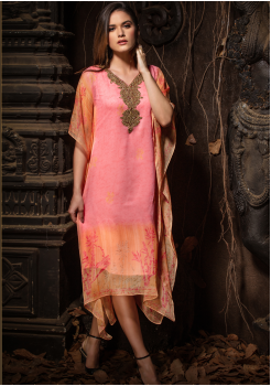 Peach Color Designer Chiffon Kurti